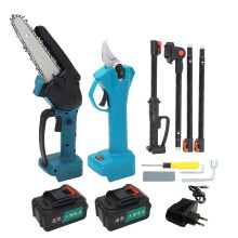 (As show, One size) Electric Pruning Shears and Chain Saw Rechargeable 4 Extendable Poles High Altitude Branch Trimming Tools 110240V EU Plug