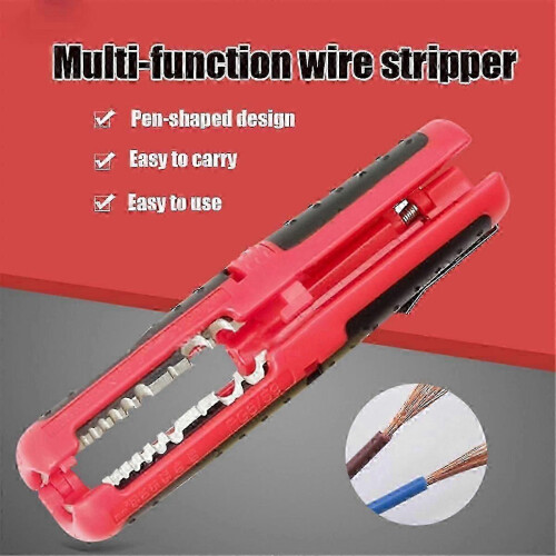 (As show, One size) 1PCS Wire Stripper Multi-Function Portable Pen Stripper, Network Cable, Wire, Coaxial Cable, Wire Cutter,10-20AWG,Red 1