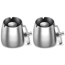 (As show, One size) 2x Ashtray Stainless Steel With Lid Heavy Ashtray Storm-wind Non-slip Base For Outside And Inside S