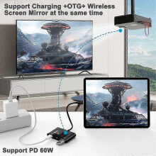 (As show, One size) Wireless -Compatible Transmitter and Receiver, Streaming Video/Audio to TV/Projector/Monitor for Smartphone Black
