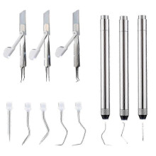 (As show, One size) 6 Pcs LED Weeding Tools Set for Vinyl, 3 Led Pen with 5 Pin and Hook, with Light Weeding Hook Tweez