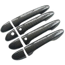 (As show, One size) Sport Carbon Fiber Style Door Handle Cover Trim for 2 3 6 -3 -5 -9 (with Keyless Holes)