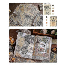 (As show, One size) Retro Handbook Material Book DIY Base Material Package Retro Inspiration Series Retro Handbook Decorative BackingPaper,G