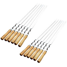 (As show, One size) 12 pieces 55 cm stainless steel skewers for shish kebab barbecue grill long outdoor skewer needle