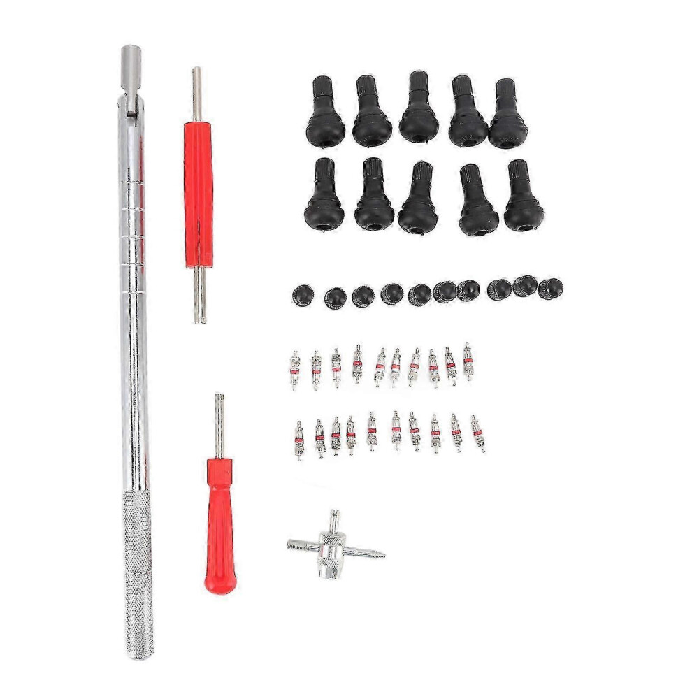 (As Show, One Size) Tire Valve Stem Removal Tool Set Valve Core 4 Way Valve Tool Valve Stem Caps Single Double Heads Valve Core Remover For Motorcycle 4631898288216