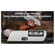 (As show, One size) Kitchen Electric Knife Sharpener Multifunctional Automatic 4 Gears Electric Knife Sharpener Kitchen Accessories Yellow