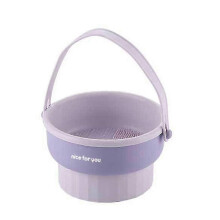 (As show, One size) 3-In-1 Makeup Brush Cleaner Mat Silicone Makeup Brush Cleaning Bowl with Drying Holder Cleaning Scrubber Tool,Purple
