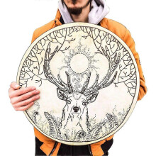 (As show, One size) Large Shaman Drum Spirit Music Hand Drum with Drumstick Handmade Shaman Drum Home Decor