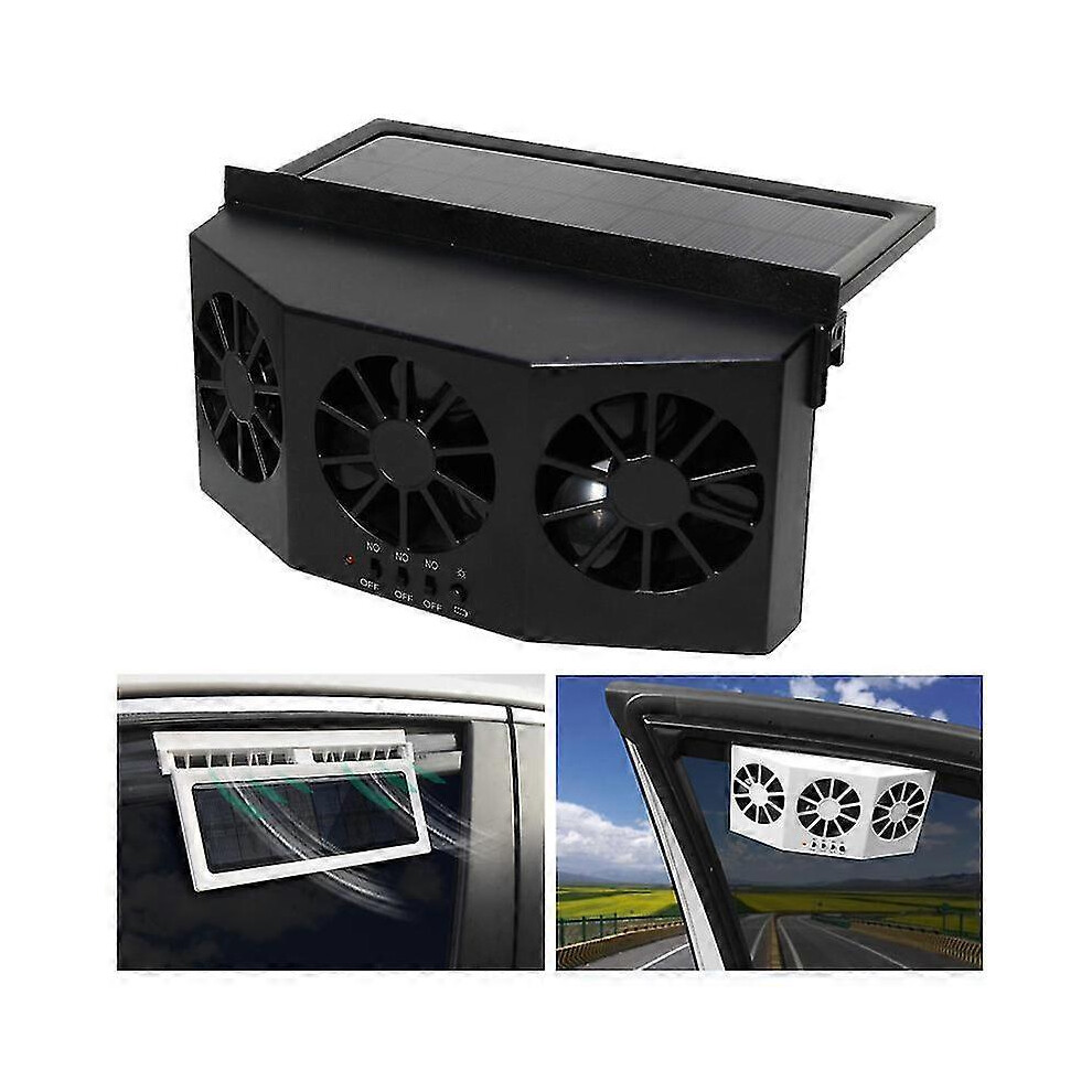 (, One Size) Portable Car Quiet Air Conditioner Solar Cooling Fan Auto Truck Vehicle Cooler Energy Saving Black 5031614191124