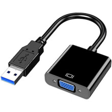 (As show, One size) USB to VGA Adapter, USB to HD Converter USB 3.0/2.0 to VGA Adapter Male to Female Converter (Black) (1pcs)
