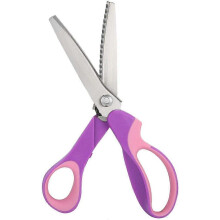 (As show, One size) Stainless Steel Wavy Serrated Scissors Sewing and Garment Making Serrated Scissors (Pinking Purple) (1pcs)