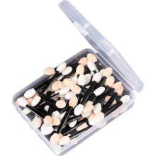 (As show, One size) Disposable Eyeshadow Applicator Make up Eyeshadow Brushes Double Sided Sponge Applicator with Storage for Women and Girls Black(50Pcs
