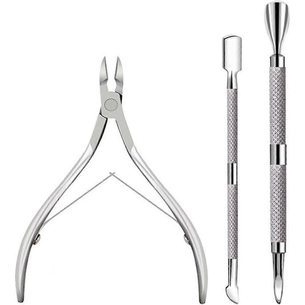 Kikidex (As Show, One Size) Cuticle Trimmer Nipper With Cuticle Pusher, Cuticle Remover Manicure Set, Professional Stainless Steel Cuticle Cutter Tool For Fin