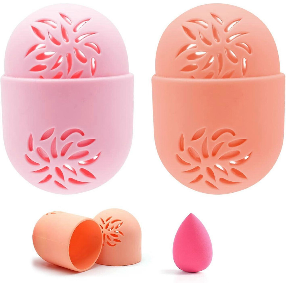 Kikidex (As Show, One Size) Makeup Sponge Travel Case Silicone Makeup Sponge Holder Makeup Sponge Container Beauty Blender Carry Case For Travelingorange, Pin