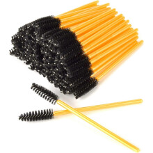(As show, One size) Mascara Wands , Disposable Eyelash Brushes Eye Lash Eyebrow Brow Applicator Micro Brush, Cosmetic Makeup Brush Tool Kits (Gold+Black100pcs