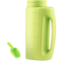 (As show, One size) Handheld Spreader, Garden Lawn Grass Feed Seeding and Fertiliser Fertiliser Spreader, Adjustable Hole Size Grass Seeding Spreader with Scoop, 2L (Gree