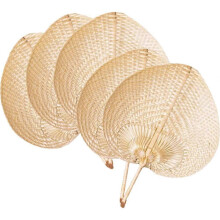 (As show, One size) 5pcs Bamboo Hand Fans Woven Fan for Summer Beach and Indoor Outdoor Wall Decor Photo Prop