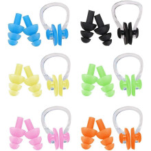 (As show, One size) Swimming Nose Clips and Earplugs Set, 6 Pair Soft Silicone Ear Plugs and 6 Pcs Nose Protector Clip for Swimming, Swim Protector for Kids, Children and