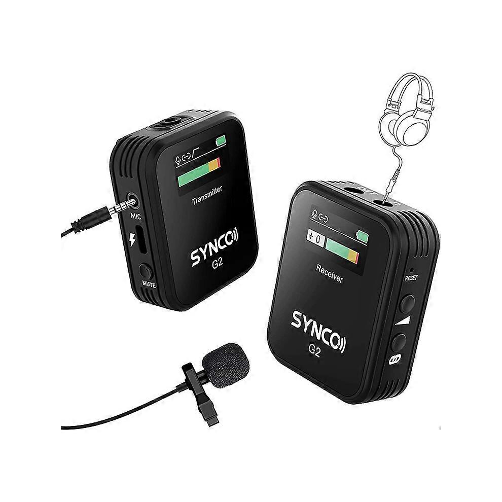 (As show, One size) SYNCO G2(A1) 2.4GHz Wireless Microphone Lavalier Microphone System 1-Trigger-1 TX + RX for Online Teaching/Live Streaming/
