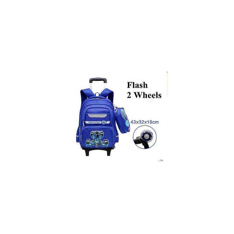 (6 wheels blue, One size) children backpack trolley for school kids Rolling bags for boy Wheeled backpack School backpack with wheels  travel trolley