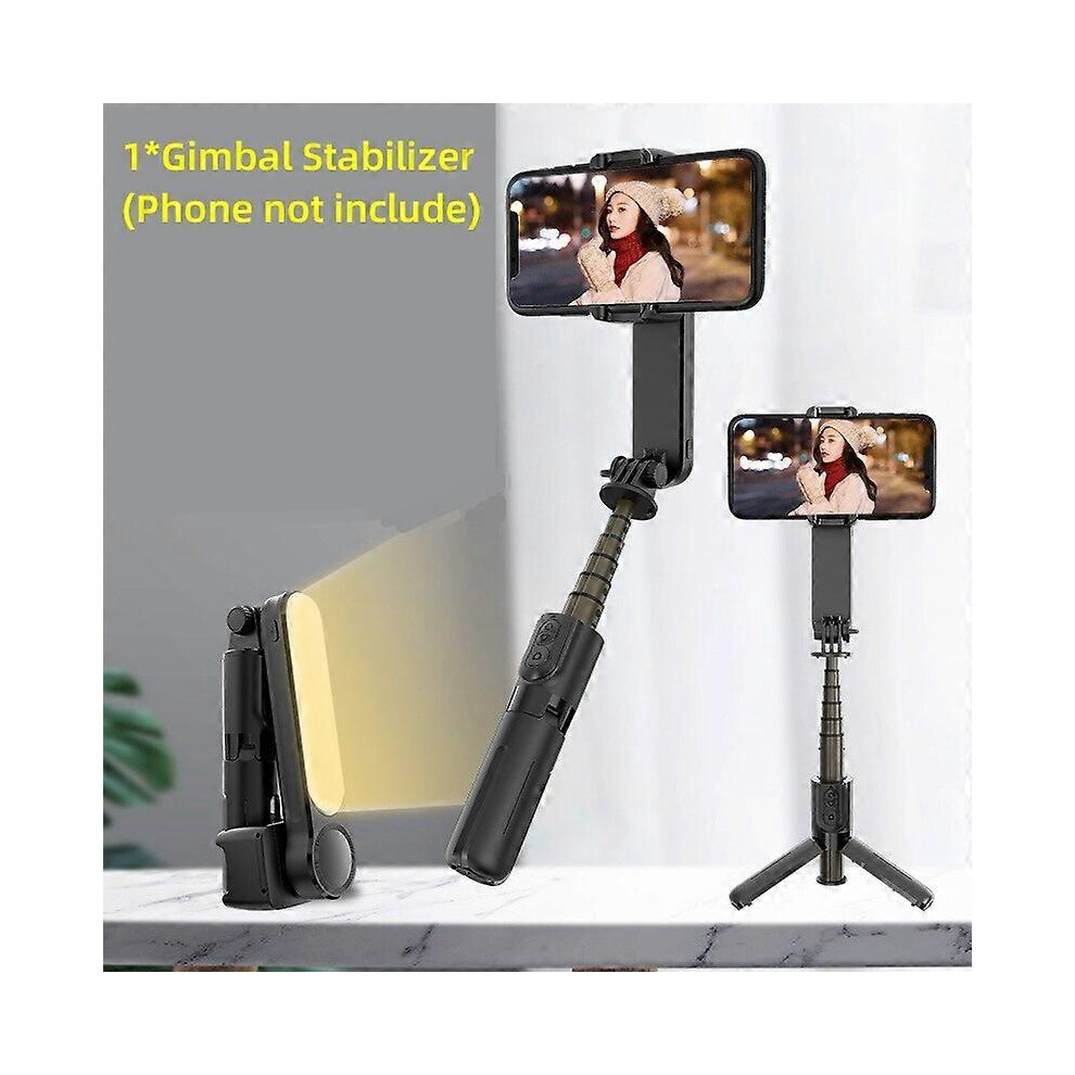 (Black, One size) Handheld Gimbal Stabilizer Selfie Stick L09 Bluetooth Mobile Phone Holder Adjustable Fill Light Selfie Stand For IPhone/Xiaomi