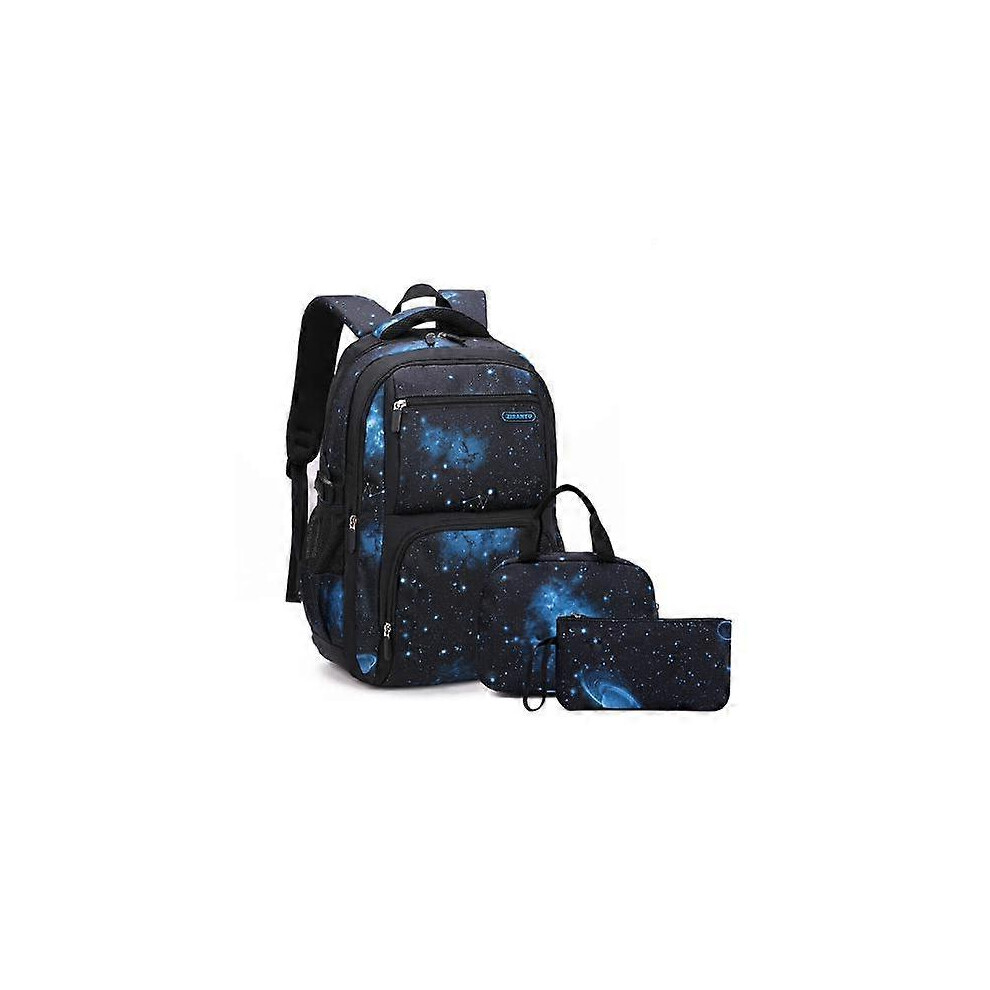 (refer to photo4, One size) Boy's school backpack for teenager Galaxy School-Bag Backpack with Lunch-Bag for Boys Middle-School Elementary Bookbag