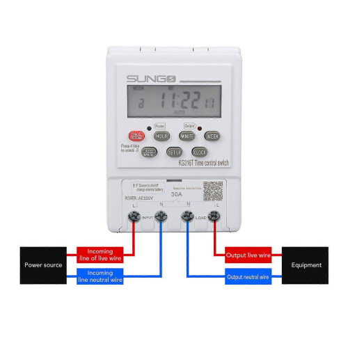 (As show, One size) Programmable Digital Timer Switch 1 Minutes to 168 Hours Programmable Timed Electrical Power Switch 220V 30A 2