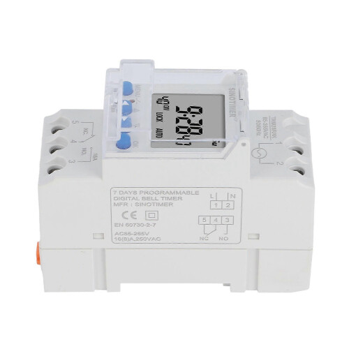 (As show, One size) Electronic Timer Switch Programmable Smart Analog Time Din Rail Mounting 85-265V 16A