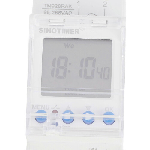 (As show, One size) Electronic Timer Switch Programmable Smart Analog Time Din Rail Mounting 85-265V 16A 1