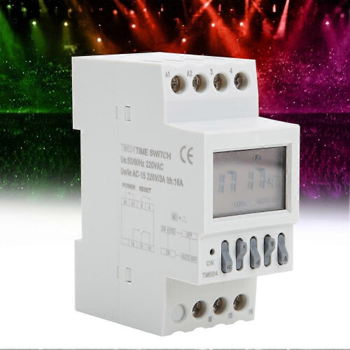 (As show, One size) TM624 Digital Timer Power Switch Timer 40 Group Time Controlled Ringer Din Rail Mount 220V 2