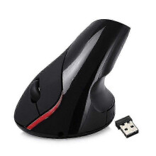 (As show, One size) 2.4 Ghz Wireless Vertical Ergonomic Optical Rechargeable 5d 2400dpi Gaming Mouse Black