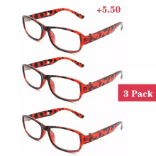 (3 Pack +5.50_Red) 3 Pack High Power Reading Glasses +450 500 550 600 Strength Plastic Frame new