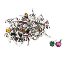 (As show, One size) 50 Pieces Mini Round Rhinestone Head 7mm Metal Brad Paper Fastener Ref: 9775