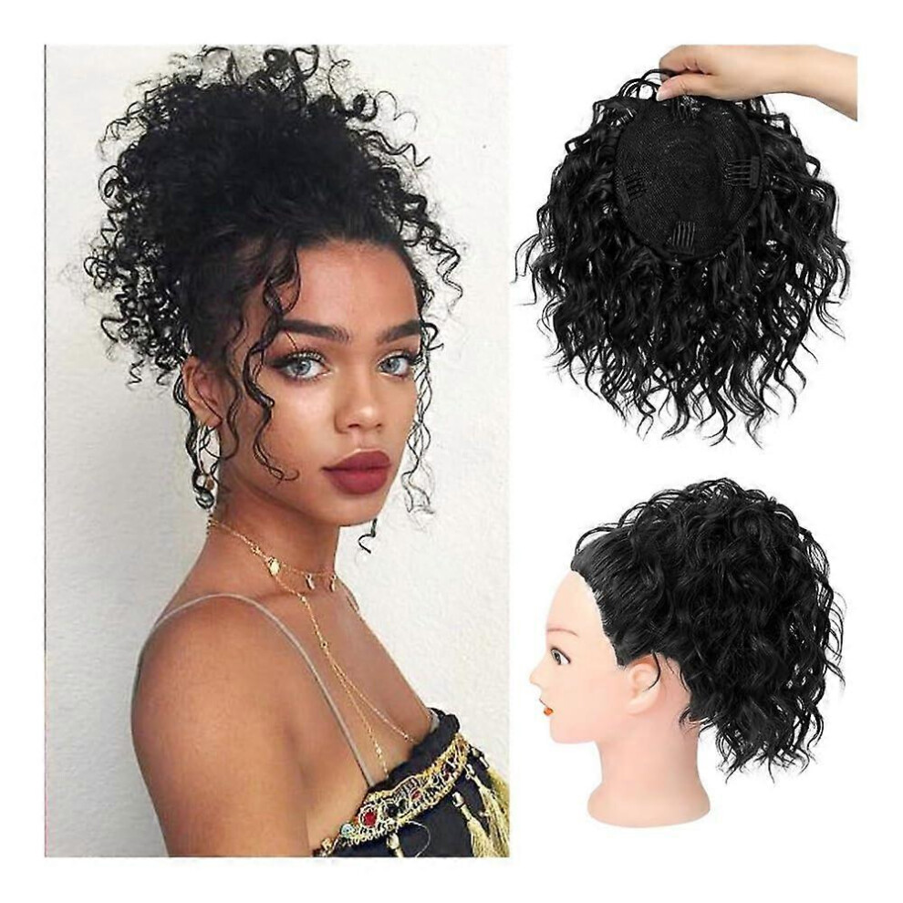 Unisex Black (As Show, One Size) Hair Buns, Elastic Messy Bun For Women,Curly Synthetic Ponytail Hairpiece Hairpieces (Black)