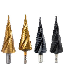 (As show, One size) M35 Cobalt M2 Coated Step Drill Bit 3 Spiral Flutes Industrial Metal Woodworking Tools 1Pcs(412mm Shank 2(M35))