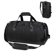 (As show, One size) Travel Duffle Bag Backpack, 50L Gym Bag with Shoe Compartment, Black