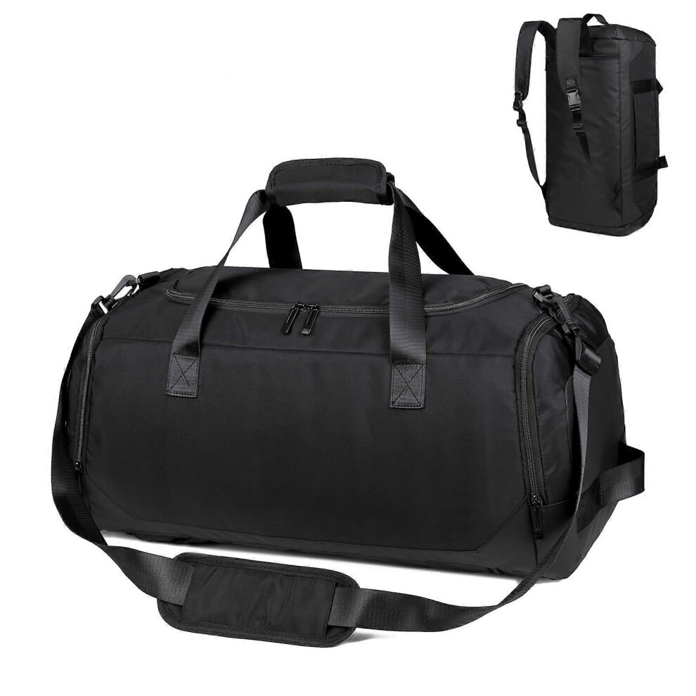 (As show, One size) Travel Duffle Bag Backpack, 50L Gym Bag with Shoe Compartment, Black-image-OPC-PHJWKXH-NEW