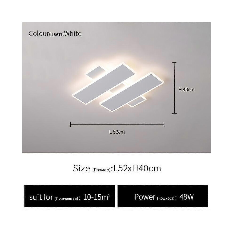 (As show, One size) Lampu LED, tulang ikan, persegi panjang dekorasi ruang tamu lampu langit-langit sederhana modern LED hall ruang makan kamar tidur perlengkapan pencaha