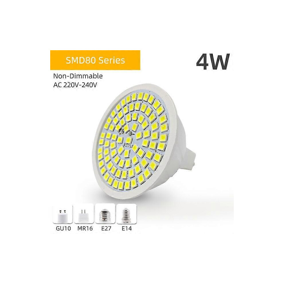 (As show, One size) OK-B 4pcs/lot GU10 LED E27 Lamp E14 Spotlight Bulb 80leds Lampara 220V GU10 Bombillas LED MR16 GU5.3 Lampada Spot light 3W 5W