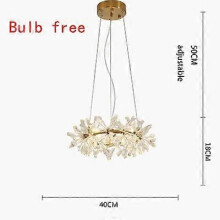 (As show, One size) Modern Luxury Crystal LED Chandelier Lighting Remote Nordic Firefly Ceiling Chandeliers For Living Flower Ring Pendant Lamp