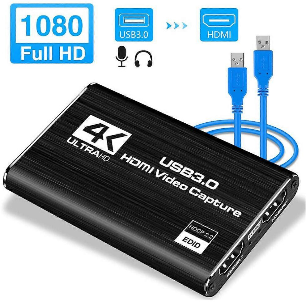 (As show, One size) 2023 Video Capture Card USB 2.0 HDMI Video Grabber Record Box fr PS4 Game DVD Camcorder HD Camera Recording Live Streaming