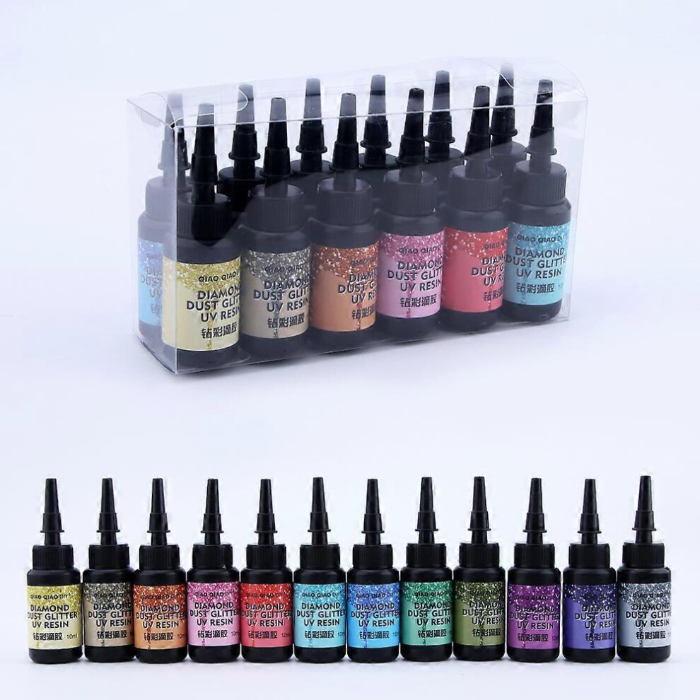 (As show, One size) 24/12/1PCS UV Resin Glue set Pearlescent Epoxy Resin UV Glue Pigment Ultraviolet Curing Jewelry Making DIY Resin mold UV Glue