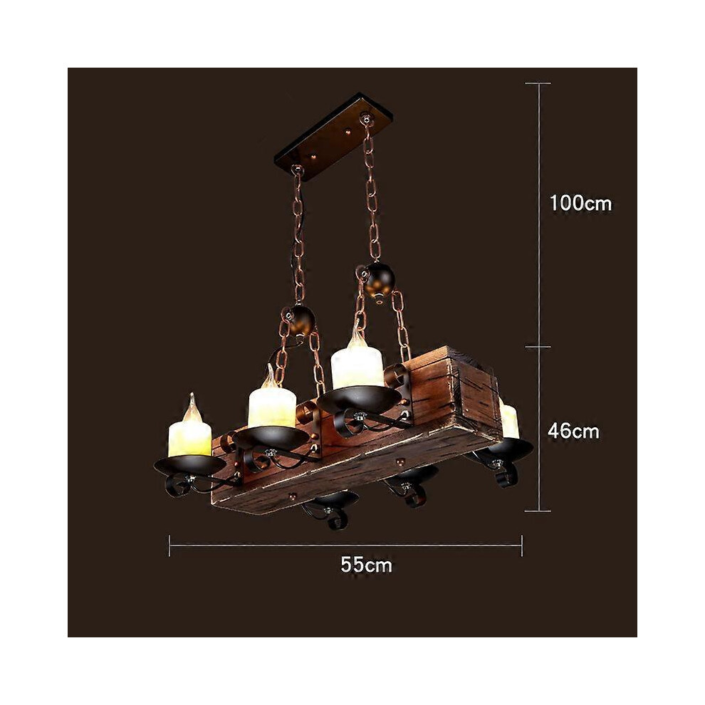 (As show, One size) LOFT Retro Old Boat Solid Wood Bar Industrial Pendant Lamps Vintage Creative Personality Wooden Lamp For Dining Living Room