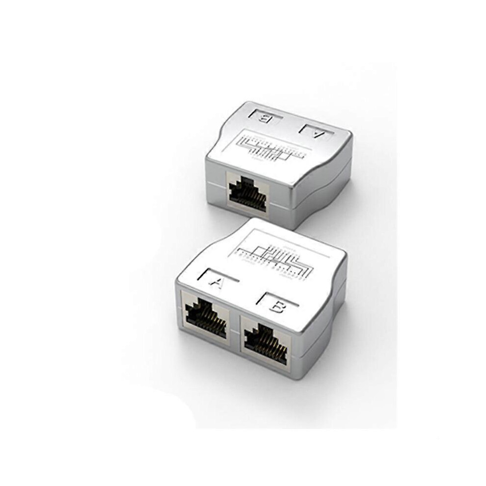 (As show, One size) LAN Cable Ethernet RJ45 1 To 2 Way Network Adapter Shielded Box RJ45 Coupler Modular Plug Extender Splitter Internet Connection