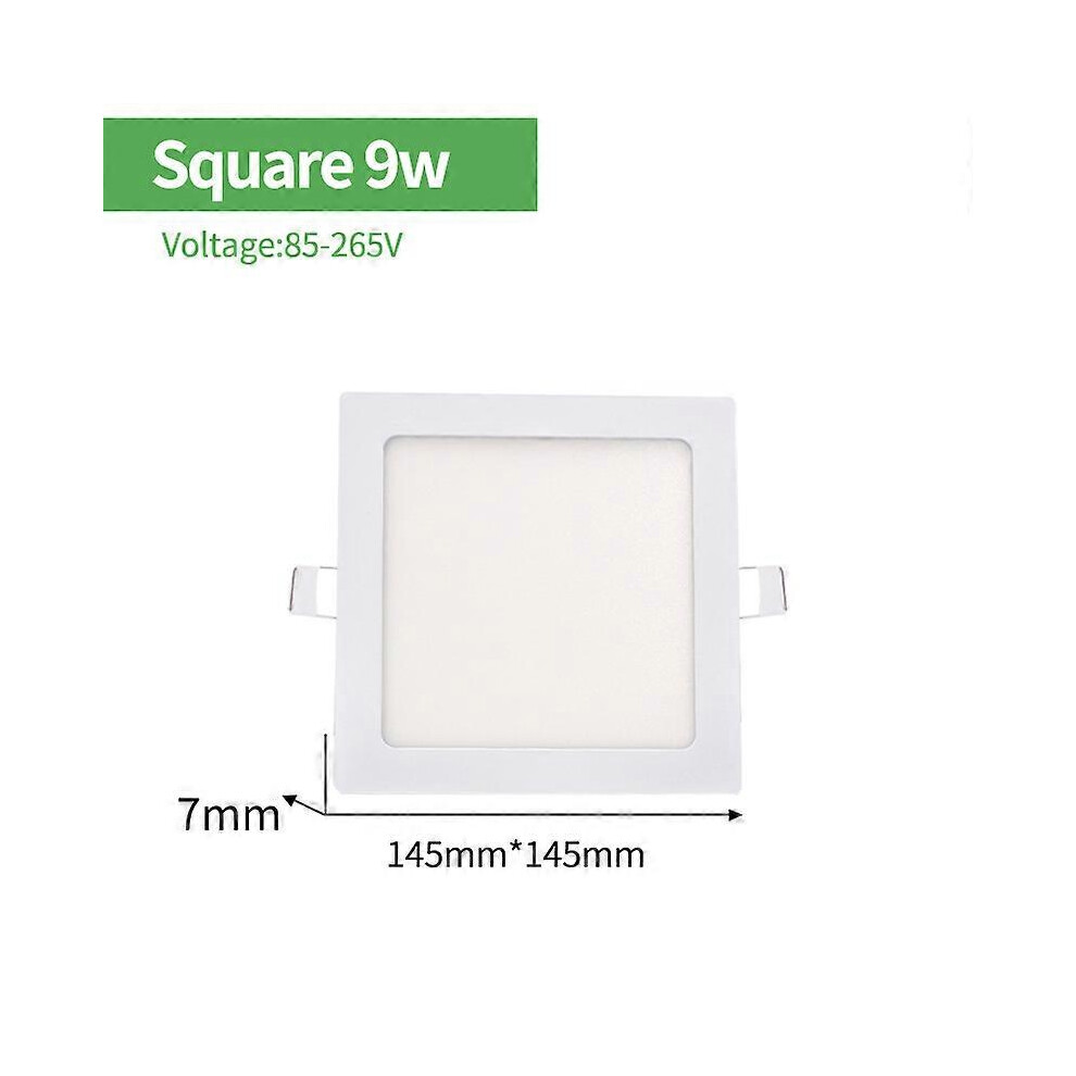 (As Show, One Size) Ok-B =Ultra Thin Round/Square Panel Light 3W 5W 9W 12W 15W 18W 24W Recessed Led Ceiling Light Ac85-265V Led Downlight 4634009540883