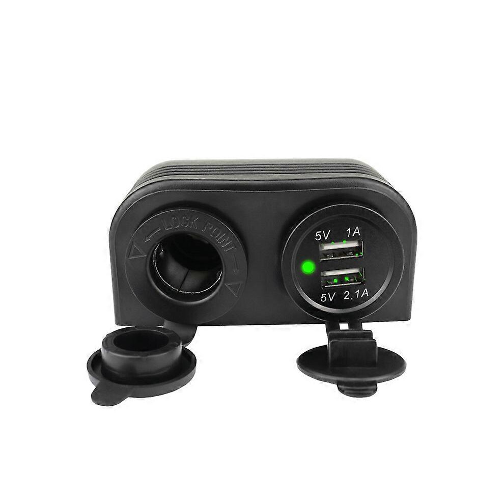 (As Show, One Size) 2 Holes Tent Base Cigarette Lighter Socket 3.1A Dual Usb Car Charger For Car Motorcycle Boat Marine Atv Rv 4634009503413