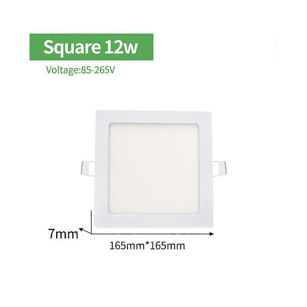 (As Show, One Size) Ok-B =Ultra Thin Round/Square Panel Light 3W 5W 9W 12W 15W 18W 24W Recessed Led Ceiling Light Ac85-265V Led Downlight 4634009534868