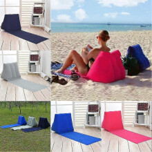 (As show, One size) Foldable Soft Inflatable Beach Mat Festival Camping Leisure Lounger Back Pillow Cushion Chair Seat Air Bed Travel Mattress