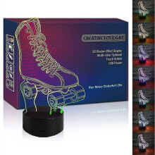 (As show, One size) Roller Skate Led 3d Illusioight Light Usb Wheel Skating Shoes Lamp Birthday Gift For Teen Boy Girl Kid Teenager Adult Women Sports Bedroom Decoration
