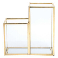 (As show, One size) Glass Storage Container Garden Polygonal Column Golden Brass Bar Welding Flower Room Box